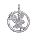 Rhodium Plated 925 Sterling Silver CZ Bald Eagle Hip Hop Pendant - SLP00055 | Silver Palace Inc.