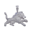 Rhodium Plated 925 Sterling Silver Lion Hip Hop Pendant - SLP00061. | Silver Palace Inc.