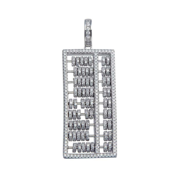 Rhodium Plated 925 Sterling Silver CZ Abacus Hip Hop Pendant - SLP00062. | Silver Palace Inc.