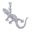Rhodium Plated 925 Sterling Silver CZ Lizard Hip Hop Pendant - SLP00085. | Silver Palace Inc.