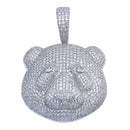 Rhodium Plated 925 Sterling Silver Bear Head Hip Hop Pendant - SLP00093 | Silver Palace Inc.
