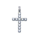 Rhodium Plated 925 Sterling Silver CZ Cross Hip Hop Pendant - SLP00099 | Silver Palace Inc.