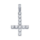Rhodium Plated 925 Sterling Silver CZ Upside Down Cross Hip Hop Pendant - SLP00102 | Silver Palace Inc.