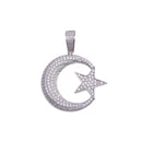 Silver 925 Gold Plated CZ Moon Star Hip Hop Pendant - SLP00154 | Silver Palace Inc.