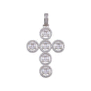Rhodium Plated 925 Sterling Silver CZ Round Cross Hip Hop Pendant - SLP00157 | Silver Palace Inc.