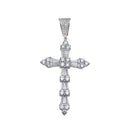 Rhodium Plated 925 Sterling Silver CZ Cross Hip Hop Pendant - SLP00158 | Silver Palace Inc.