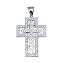 Rhodium Plated 925 Sterling Silver CZ Cross Hip Hop Pendant - SLP00188 | Silver Palace Inc.