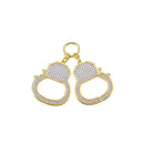 Silver 925 Gold Plated CZ Hand Cuffs Hip Hop Pendant - SLP00205GP | Silver Palace Inc.