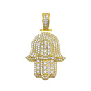 Silver 925 Gold Plated CZ Hamsa Hand Hip Hop Pendant - SLP00210GP | Silver Palace Inc.
