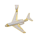 Silver 925 Gold Plated CZ Air Bus Hip Hop Pendant - SLP00211GP | Silver Palace Inc.