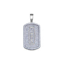 Rhodium Plated 925 Sterling Silver Clear CZ Dogtag Pendant - SLP00223RH | Silver Palace Inc.