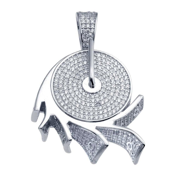 Silver 925 Gold Plated CZ Turntable Hip Hop Pendant - SLP00237 | Silver Palace Inc.