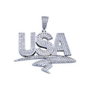 Rhodium Plated 925 Sterling Silver CZ USA Hip Hop Pendant - SLP00247 | Silver Palace Inc.
