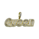 Silver 925 Gold Plated CZ QUEEN Hip Hop Pendant - SLP00248GP | Silver Palace Inc.