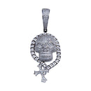 Rhodium Plated 925 Sterling Silver CZ Skull Hip Hop Pendant - SLP00256 | Silver Palace Inc.