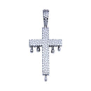 Rhodium Plated 925 Sterling Silver CZ Dripping Cross Hip Hop Pendant - SLP00258 | Silver Palace Inc.