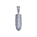 Rhodium Plated 925 Sterling Silver CZ Bullet Hip Hop Pendant - SLP00260 | Silver Palace Inc.