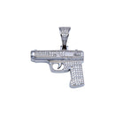 Rhodium Plated 925 Sterling Silver CZ Gun Hip Hop Pendant - SLP00261 | Silver Palace Inc.