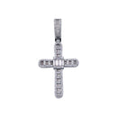 Rhodium Plated 925 Sterling Silver CZ  Cross Hip Hop Pendant - SLP00270RH | Silver Palace Inc.
