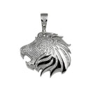 Rhodium Plated 925 Sterling Silver CZ  Lion Hip Hop Pendant - SLP00275RH | Silver Palace Inc.