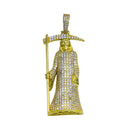 Silver 925 Gold Plated CZ  Santa Muerte Hip Hop Pendant - SLP00277GP | Silver Palace Inc.