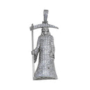 Rhodium Plated 925 Sterling Silver CZ  Santa Muerte Hip Hop Pendant - SLP00277RH | Silver Palace Inc.