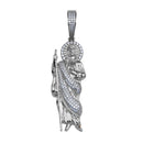Rhodium Plated 925 Sterling Silver CZ  St Jude Hip Hop Pendant - SLP00278RH | Silver Palace Inc.