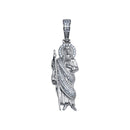 Rhodium Plated 925 Sterling Silver CZ  St Jude Hip Hop Pendant - SLP00279RH | Silver Palace Inc.
