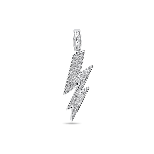 Rhodium Plated 925 Sterling Silver Lightning Clear CZ Pendant - SLP00344 | Silver Palace Inc.