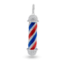 Rhodium Plated 925 Sterling Silver Barber Pole Clear CZ Pendant - SLP00345 | Silver Palace Inc.