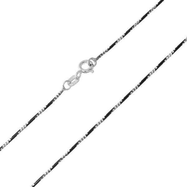 Silver 925 Black Rhodium Plated Round B-W Snake 020 Chain with 4 DC - CH257 BLK | Silver Palace Inc.