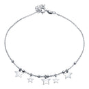 Silver 925 Rhodium Plated Star Charms Anklet - SOA00019 | Silver Palace Inc.