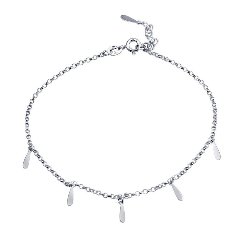 Silver 925 Rhodium Plated Dangling Bar Charm Anklet - SOA00023 | Silver Palace Inc.