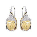 Pendientes planos de Buda en plata de ley 925 bicolor - SOE00005