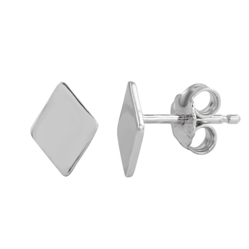 Silver 925 Rhodium Plated Diamond-Shaped Stud Earrings - SOE00006 | Silver Palace Inc.