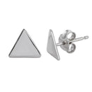 Silver 925 Rhodium Plated Flat Triangle Stud Earrings - SOE00008 | Silver Palace Inc.