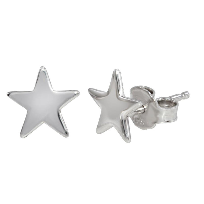 Silver 925 Rhodium Plated Star Stud Earrings - SOE00010 | Silver Palace Inc.