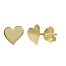 Silver 925 Gold Plated Flat Heart Stud Earrings - SOE00013 | Silver Palace Inc.