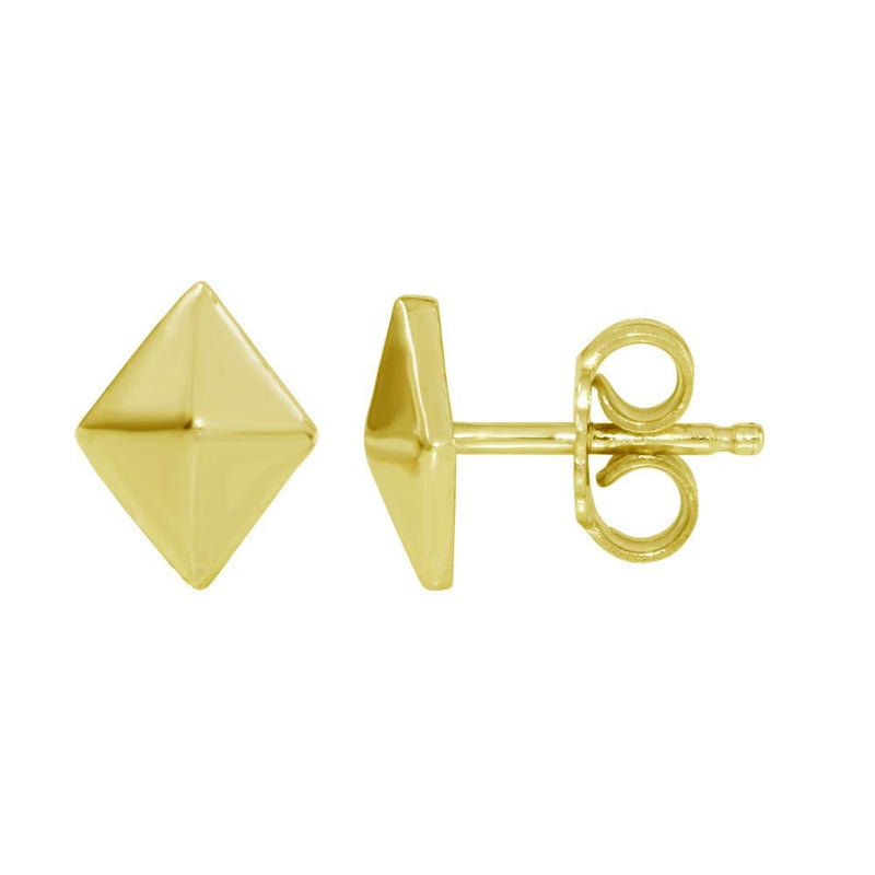 Silver 925 Gold Plated Rhombus Stud Earrings - SOE00017 | Silver Palace Inc.