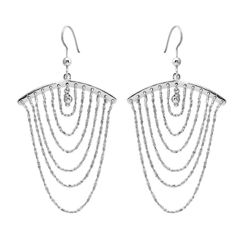 Silver 925 Rhodium Plated Dangling Chain Earrings - SOE00019 | Silver Palace Inc.