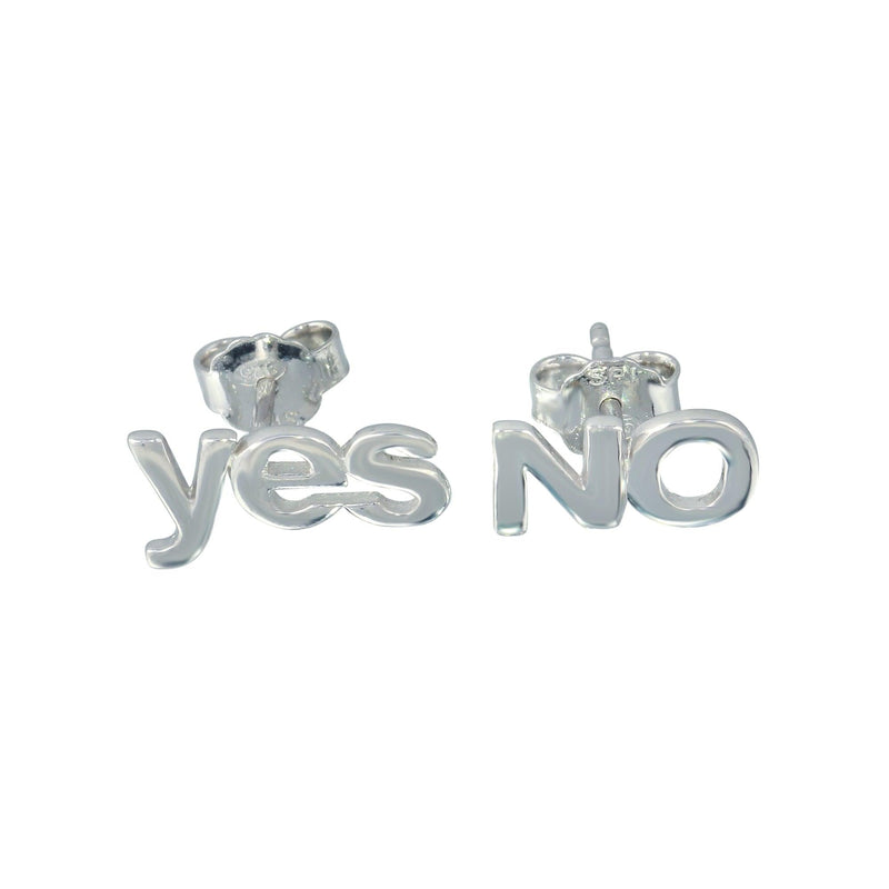 Silver 925 Rhodium Plated Yes and No Stud Earrings - SOE00030 | Silver Palace Inc.