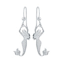 Silver 925 Rhodium Dangling Mermaid Earrings - SOE00032 | Silver Palace Inc.