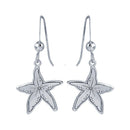 Silver 925 Rhodium Dangling Starfish Earrings - SOE00038 | Silver Palace Inc.