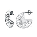 Rhodium Plated 925 Sterling Silver  Semi Hoop Fan Earrings - SOE00041 | Silver Palace Inc.