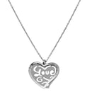 Silver 925 Rhodium Plated Double Flat Heart Pendant with "Love" Design - SOP00019 | Silver Palace Inc.