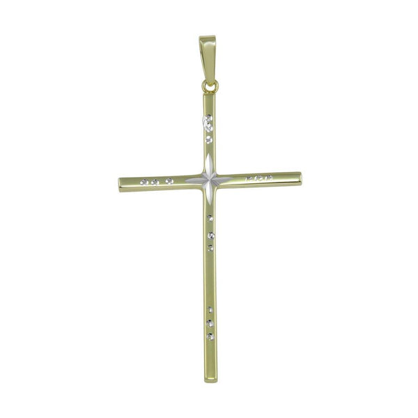 Silver 925 Gold Plated Engraved Cross Pendant - SOP00022 | Silver Palace Inc.