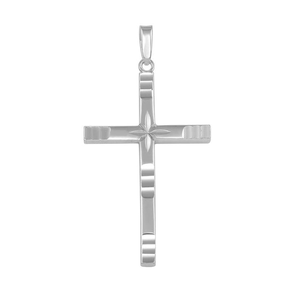 Silver 925 Silver Finish High Polished Engraved Cross Pendant - SOP00026 | Silver Palace Inc.