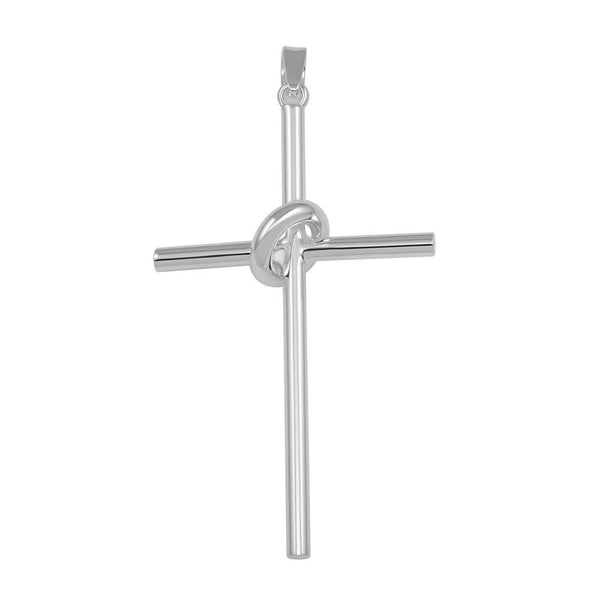 Silver 925 Silver Finish High Polished Engraved Cross in Hoop Pendant - SOP00029 | Silver Palace Inc.