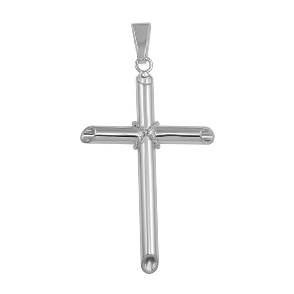 Silver 925 Silver Finish High Polished Large Rope Hollow Cross Pendant - SOP00032 | Silver Palace Inc.