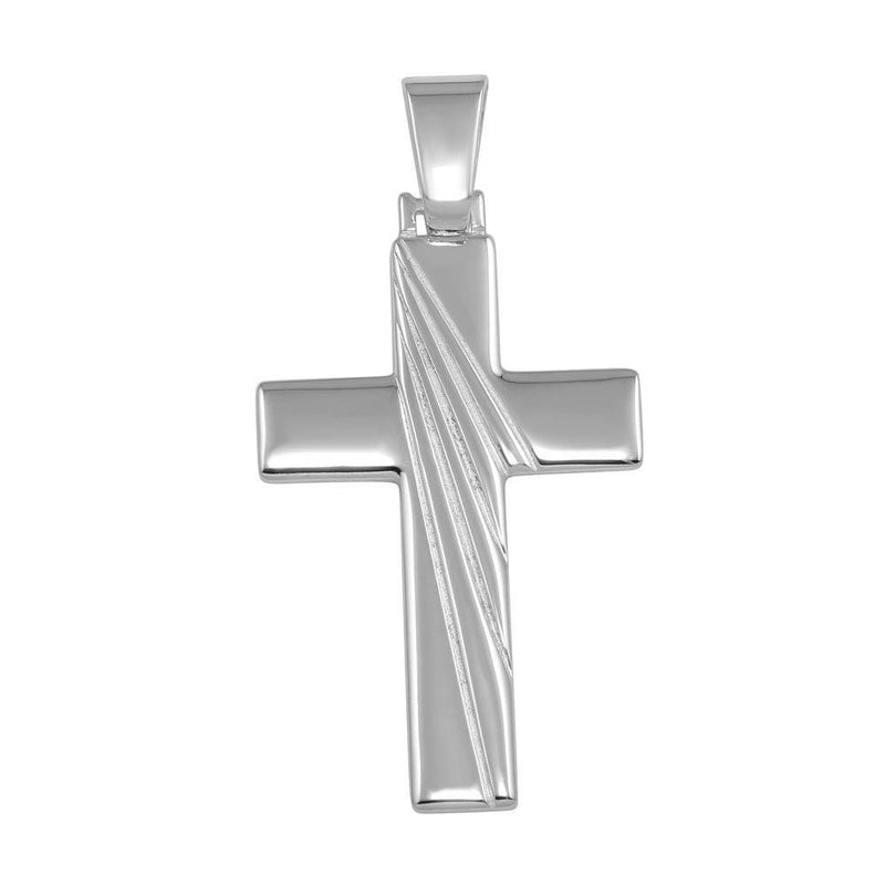 Silver 925 Silver Finish High Polished Engraved Cross Pendant - SOP00039 | Silver Palace Inc.